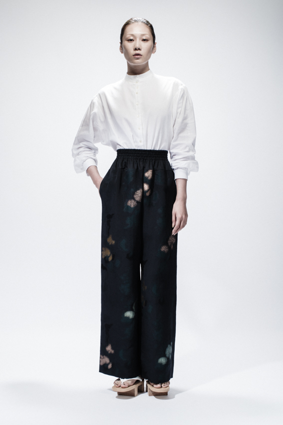 White Cotton Buttoned Shirt, Maxi Silk Trousers